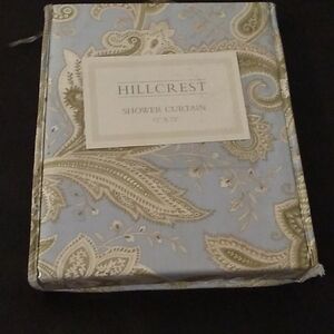 Hillcrest Fabric Shower Curtain Blue Paisley Print
